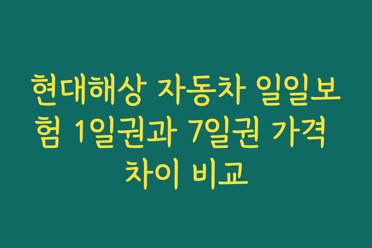 현대해상 자동차 일일보험 1일권과 7일권 가격 차이 비교