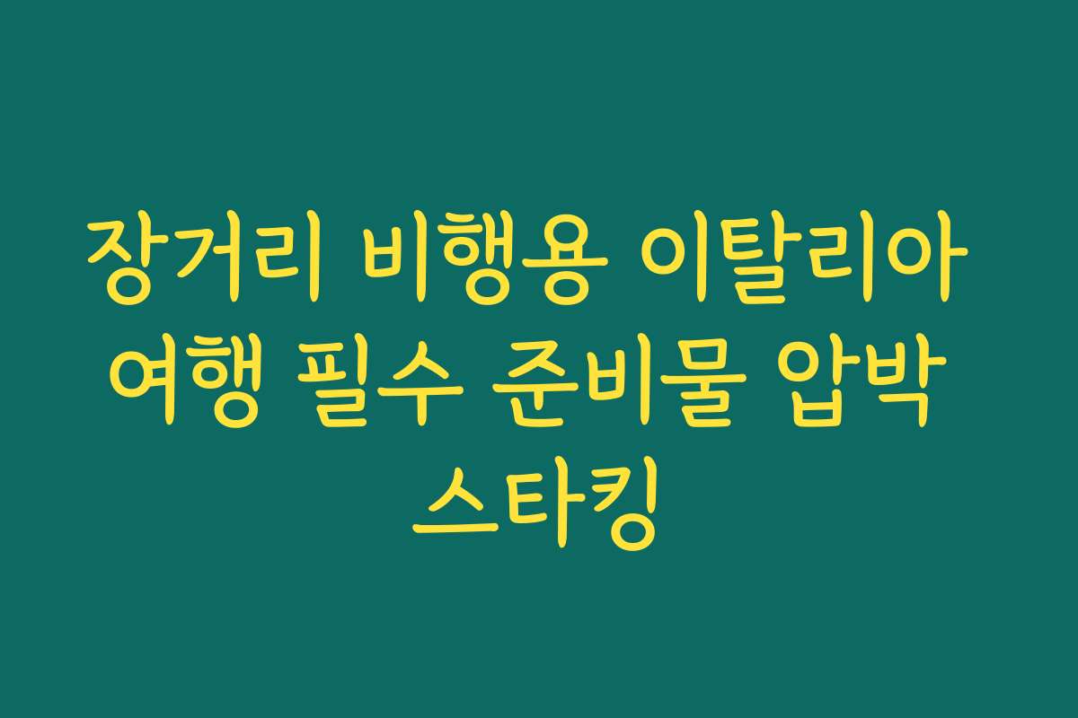 장거리 비행용 이탈리아 여행 필수 준비물 압박 스타킹