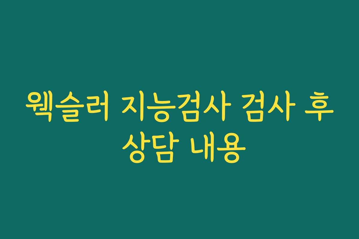 웩슬러 지능검사 검사 후 상담 내용