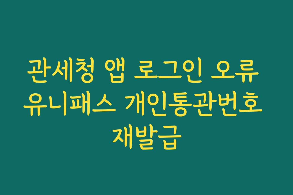 관세청 앱 로그인 오류 유니패스 개인통관번호 재발급