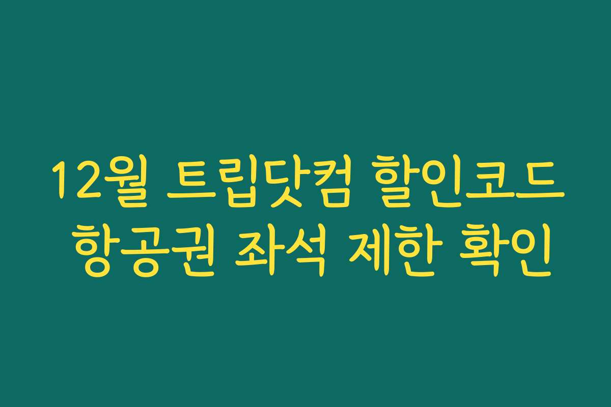 12월 트립닷컴 할인코드 항공권 좌석 제한 확인