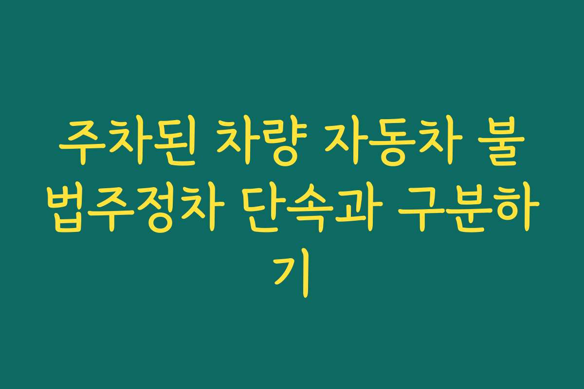 주차된 차량 자동차 불법주정차 단속과 구분하기