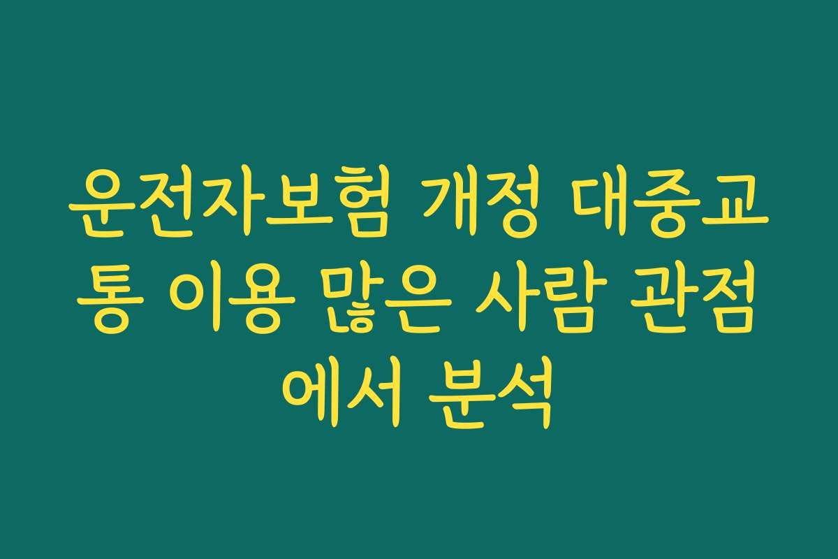 운전자보험 개정 대중교통 이용 많은 사람 관점에서 분석