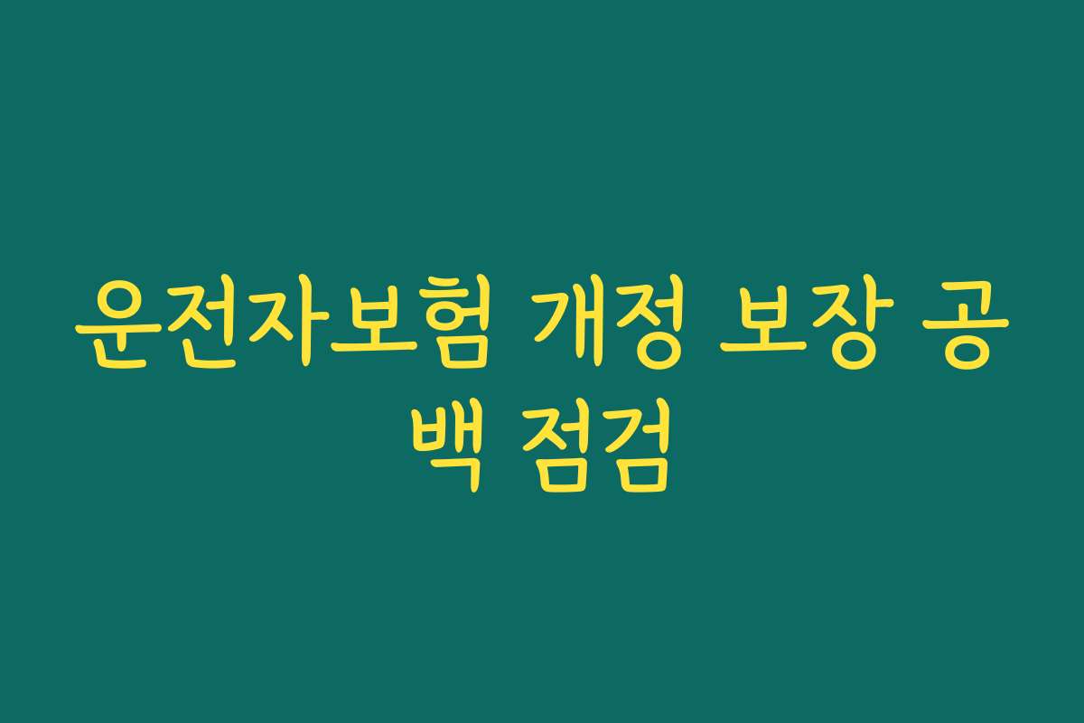 운전자보험 개정 보장 공백 점검
