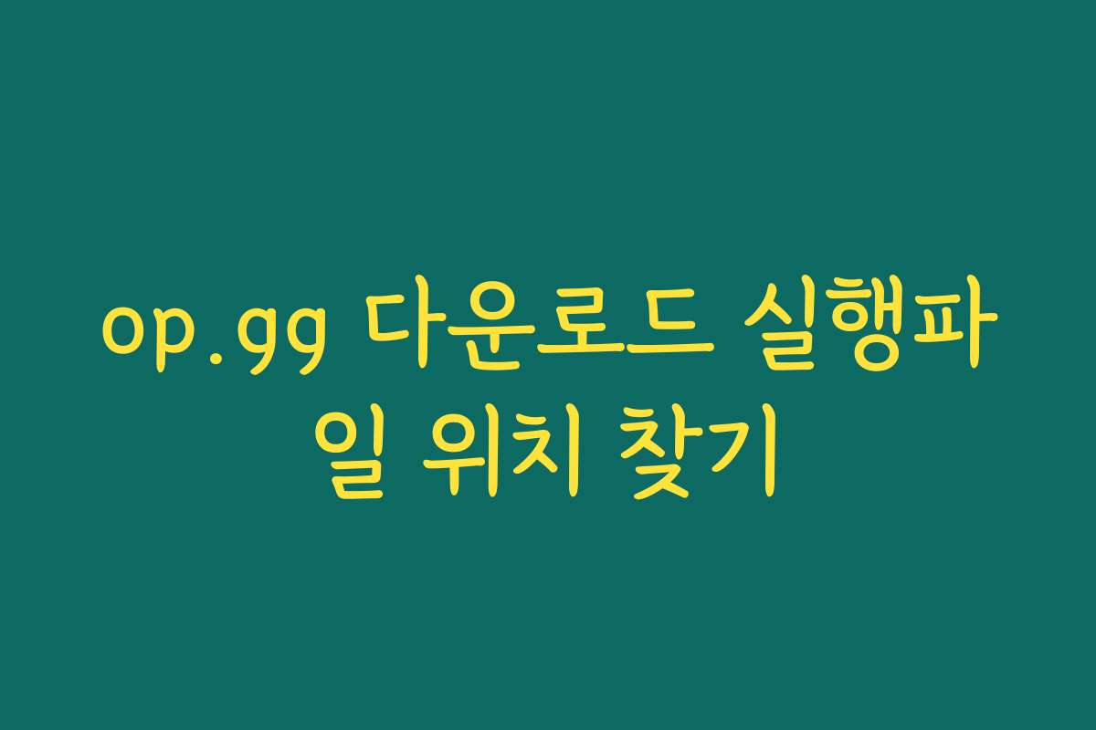 op.gg 다운로드 실행파일 위치 찾기