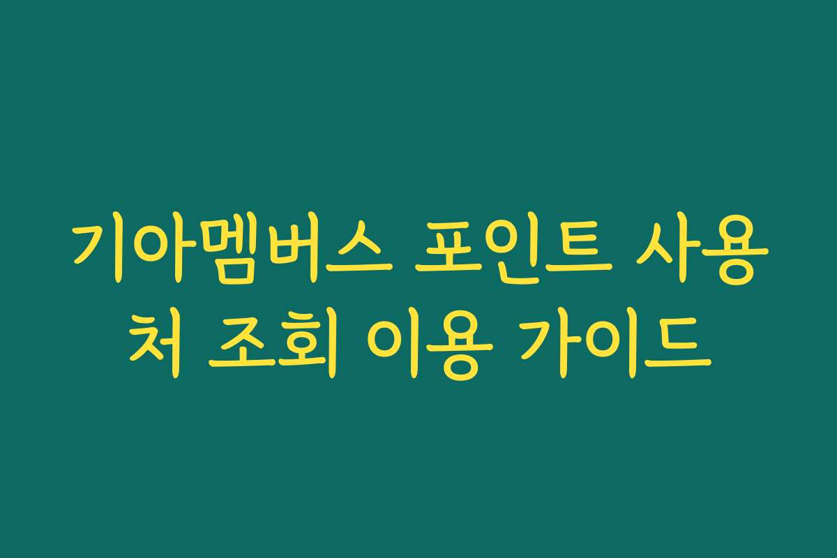 기아멤버스 포인트 사용처 조회 이용 가이드