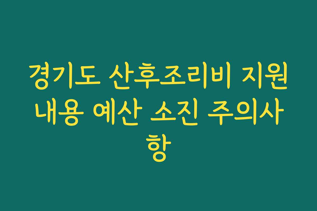 경기도 산후조리비 지원내용 예산 소진 주의사항