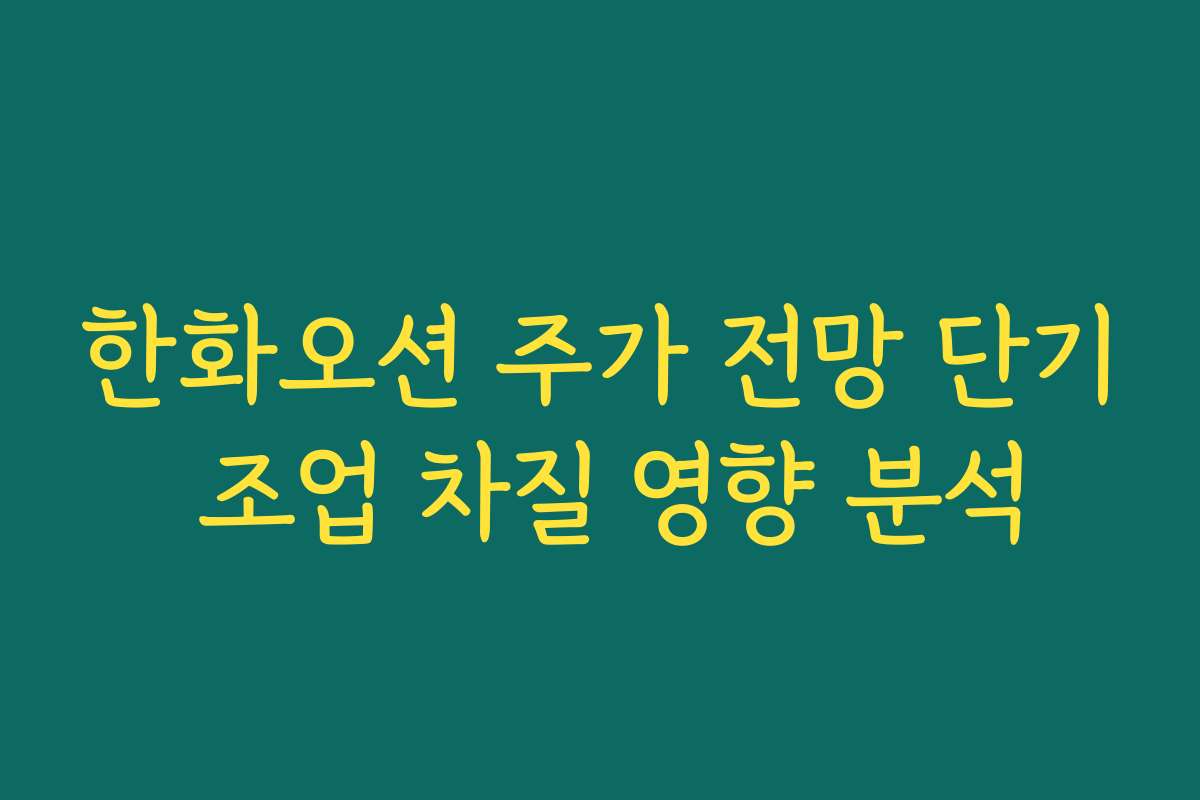 한화오션 주가 전망 단기 조업 차질 영향 분석