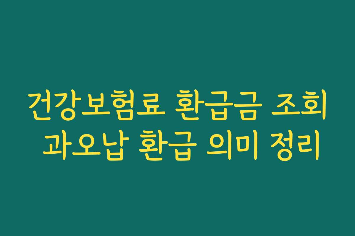 건강보험료 환급금 조회 과오납 환급 의미 정리