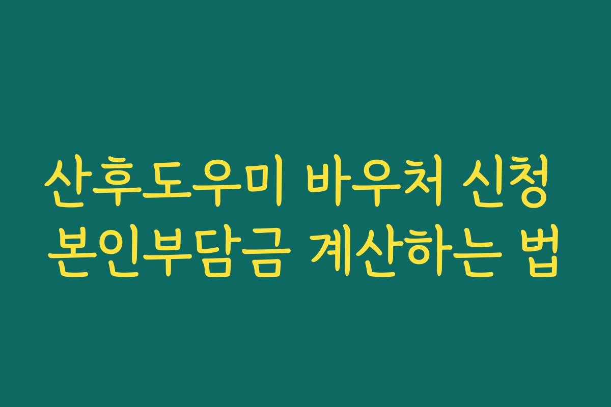 산후도우미 바우처 신청 본인부담금 계산하는 법