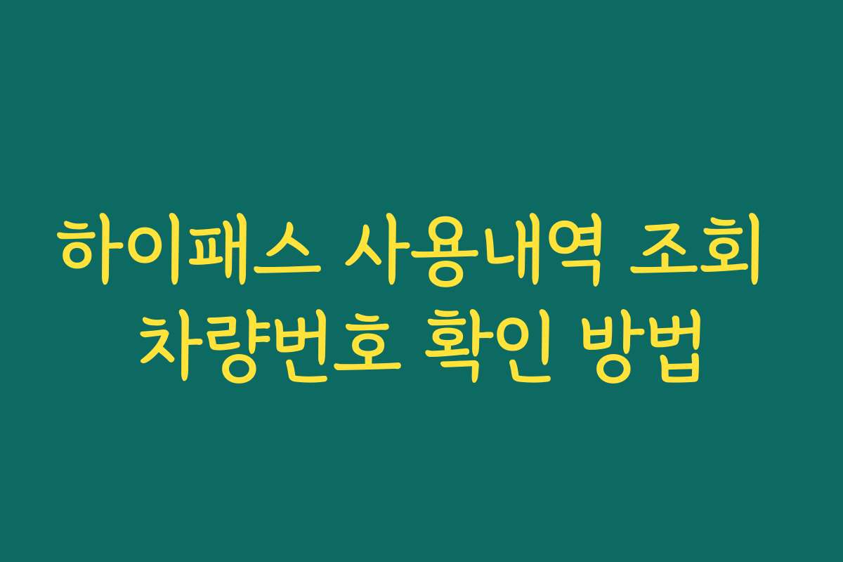 하이패스 사용내역 조회 차량번호 확인 방법