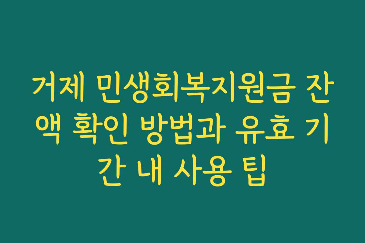 거제 민생회복지원금 잔액 확인 방법과 유효 기간 내 사용 팁