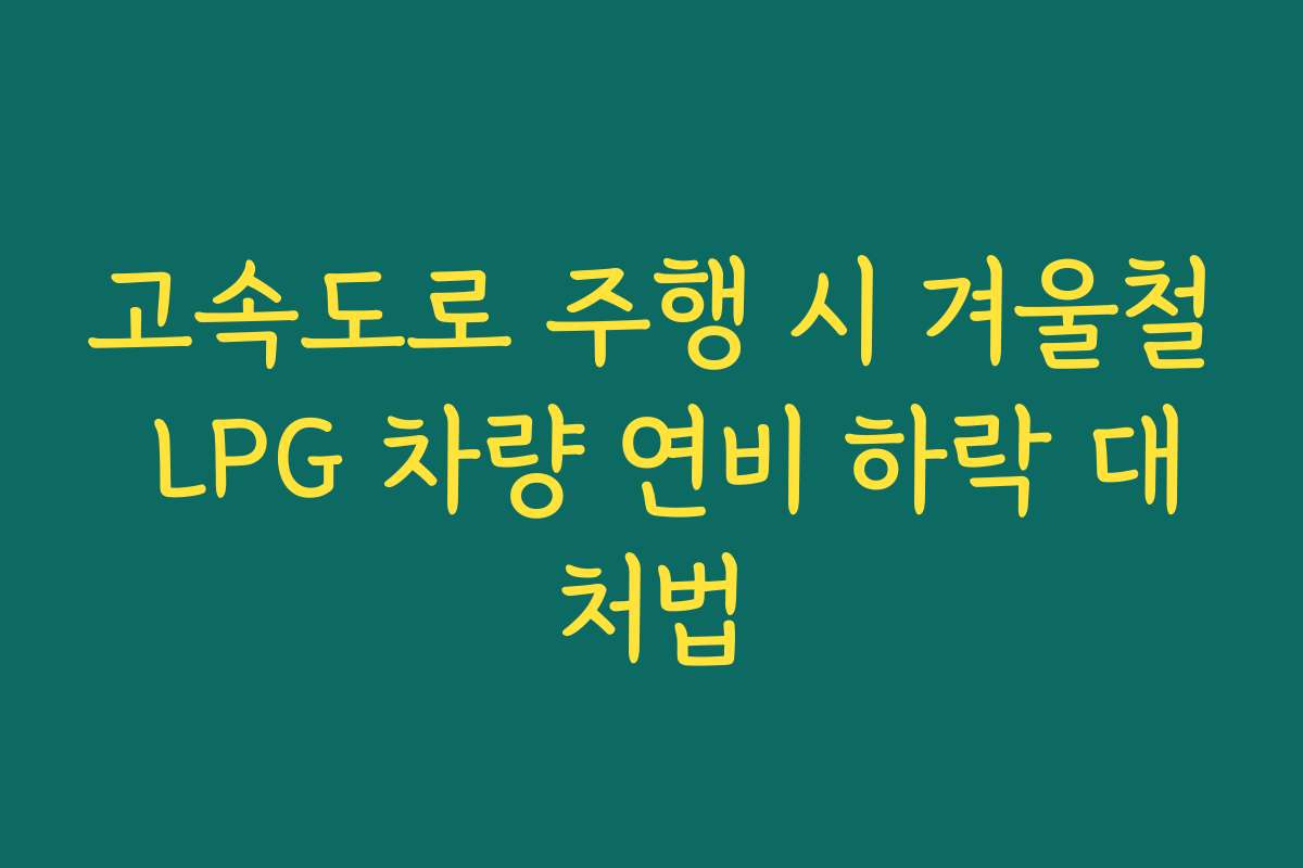 고속도로 주행 시 겨울철 LPG 차량 연비 하락 대처법