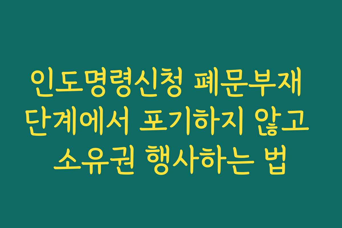 인도명령신청 폐문부재 단계에서 포기하지 않고 소유권 행사하는 법