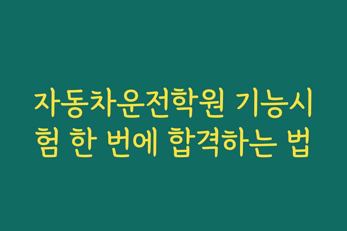 자동차운전학원 기능시험 한 번에 합격하는 법