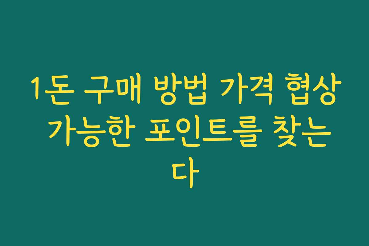 1돈 구매 방법 가격 협상 가능한 포인트를 찾는다