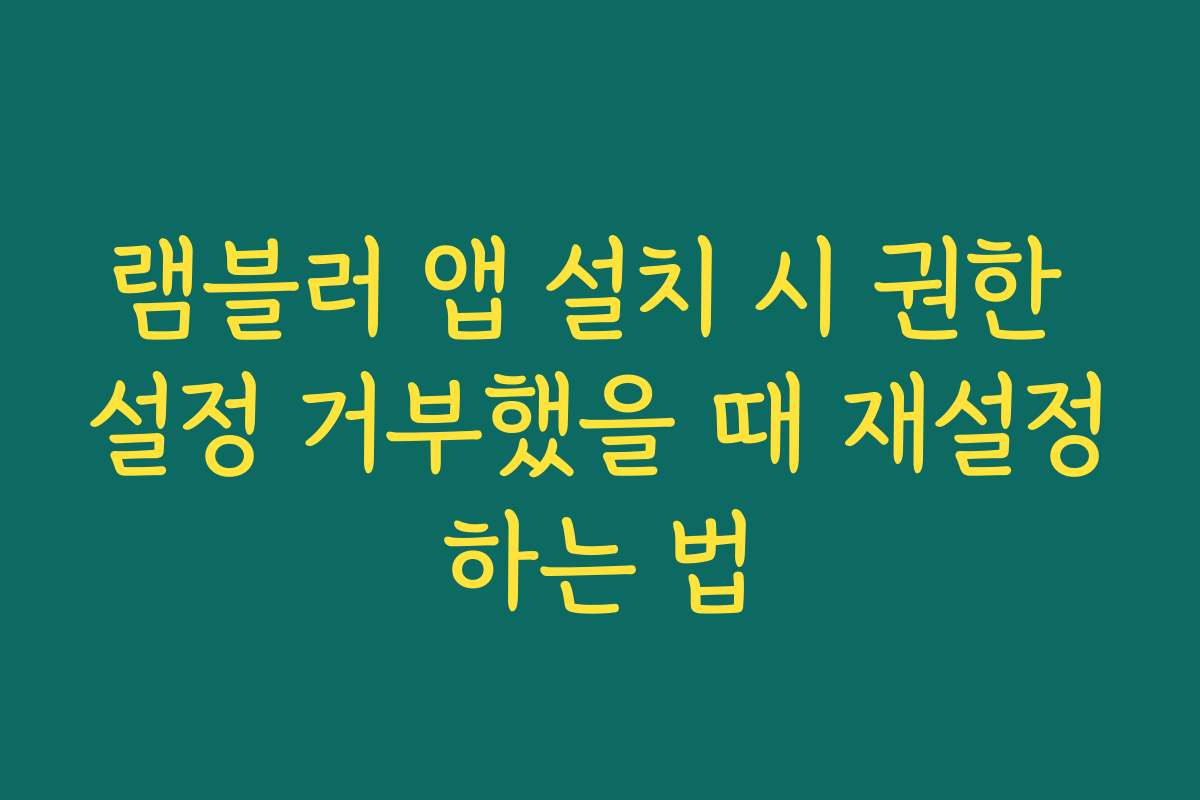 램블러 앱 설치 시 권한 설정 거부했을 때 재설정하는 법