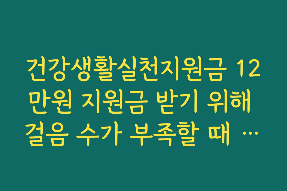건강생활실천지원금 12만원 지원금 받기 위해 걸음 수가 부족할 때 대처하는 법
