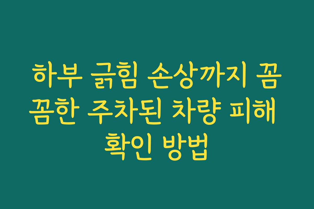 하부 긁힘 손상까지 꼼꼼한 주차된 차량 피해 확인 방법