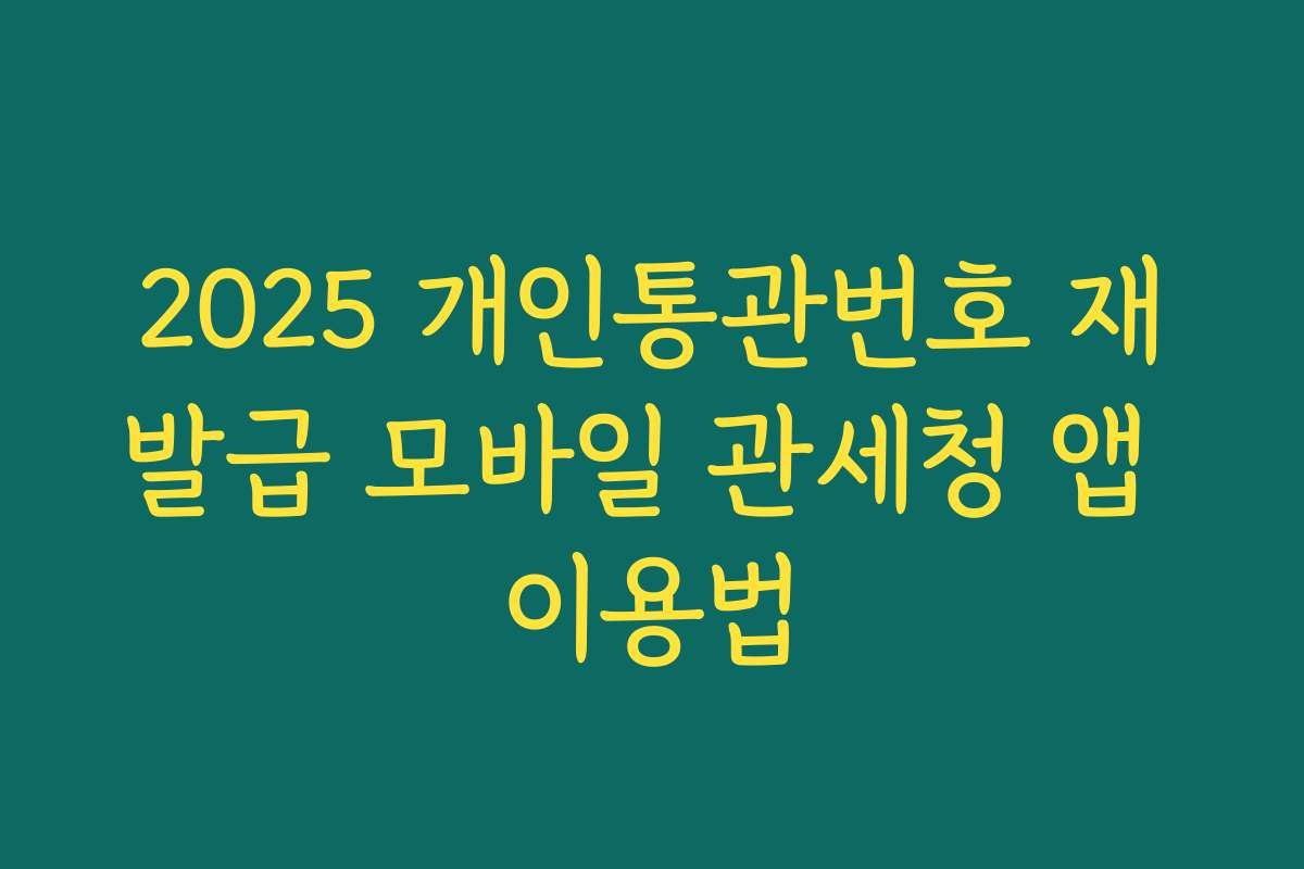 2025 개인통관번호 재발급 모바일 관세청 앱 이용법