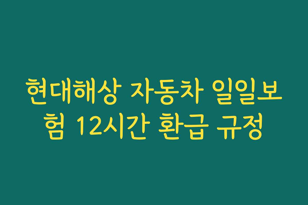 현대해상 자동차 일일보험 12시간 환급 규정