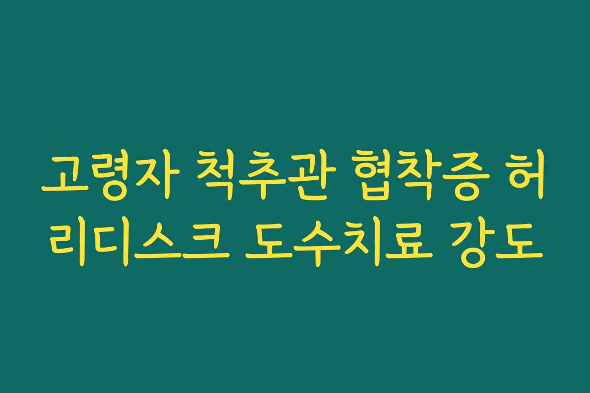 고령자 척추관 협착증 허리디스크 도수치료 강도