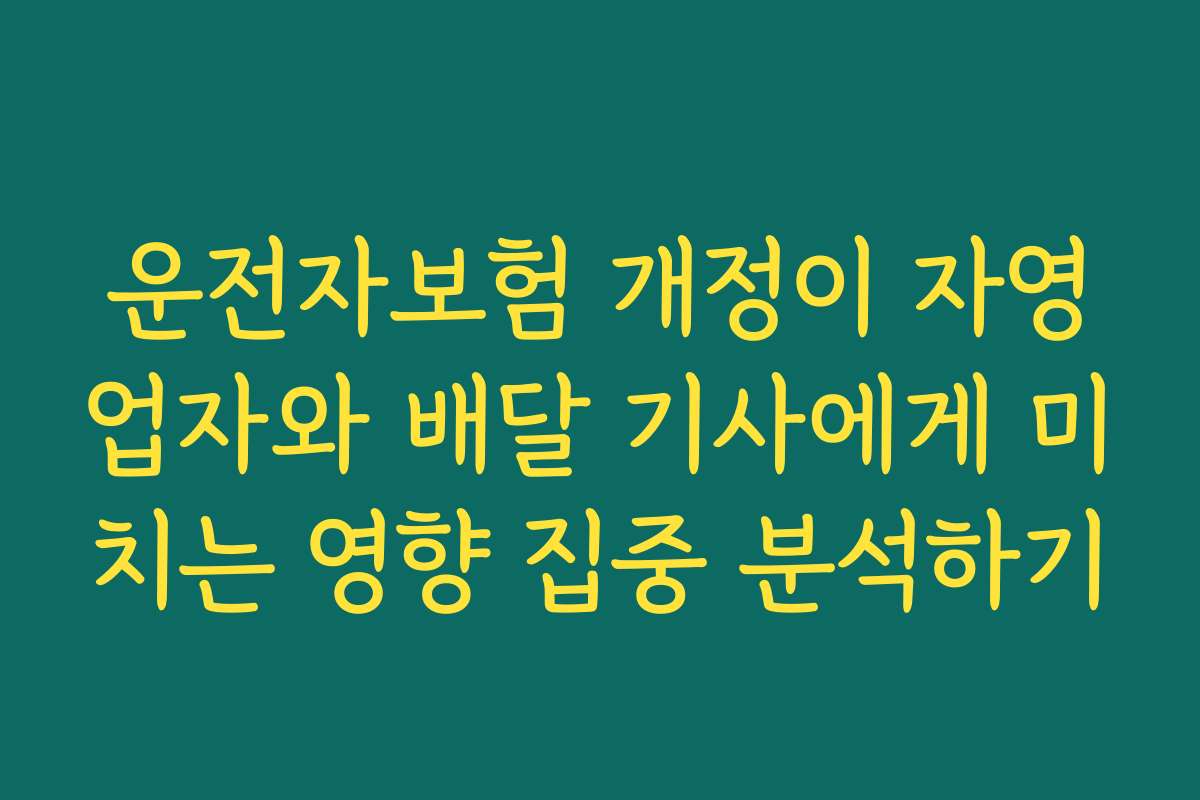 운전자보험 개정이 자영업자와 배달 기사에게 미치는 영향 집중 분석하기