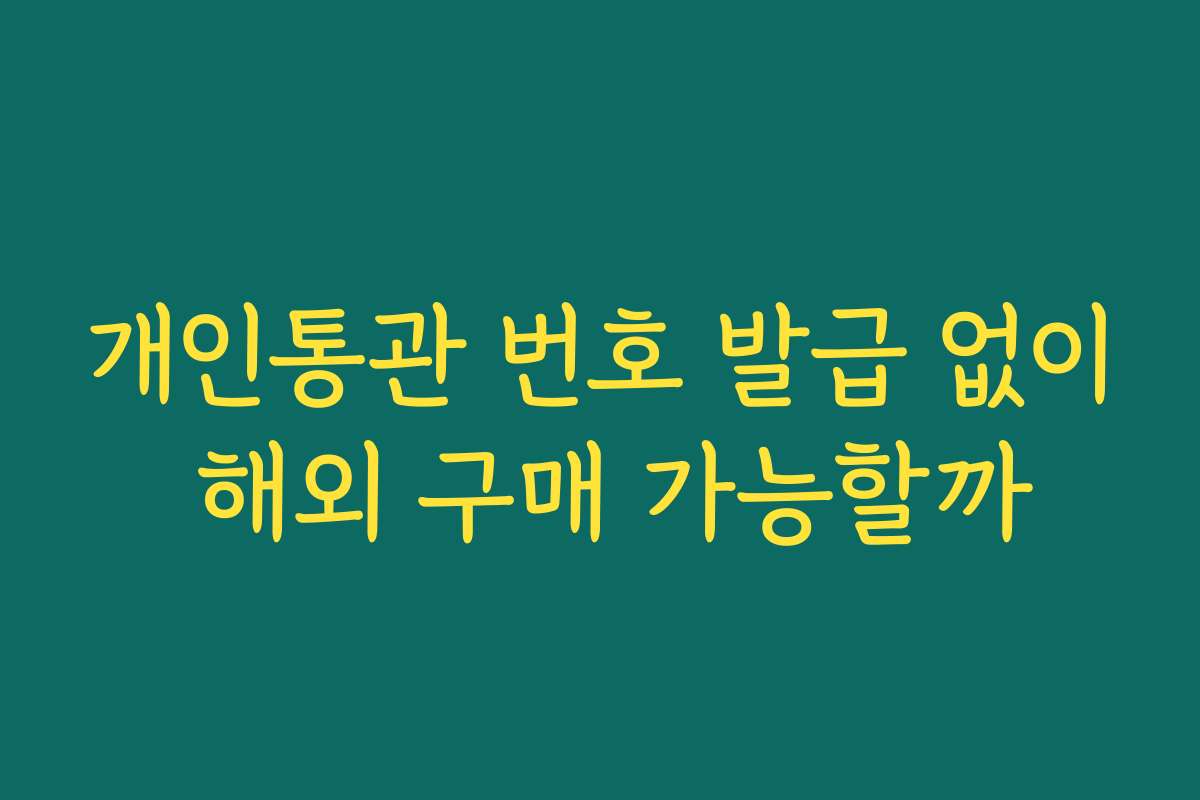 개인통관 번호 발급 없이 해외 구매 가능할까