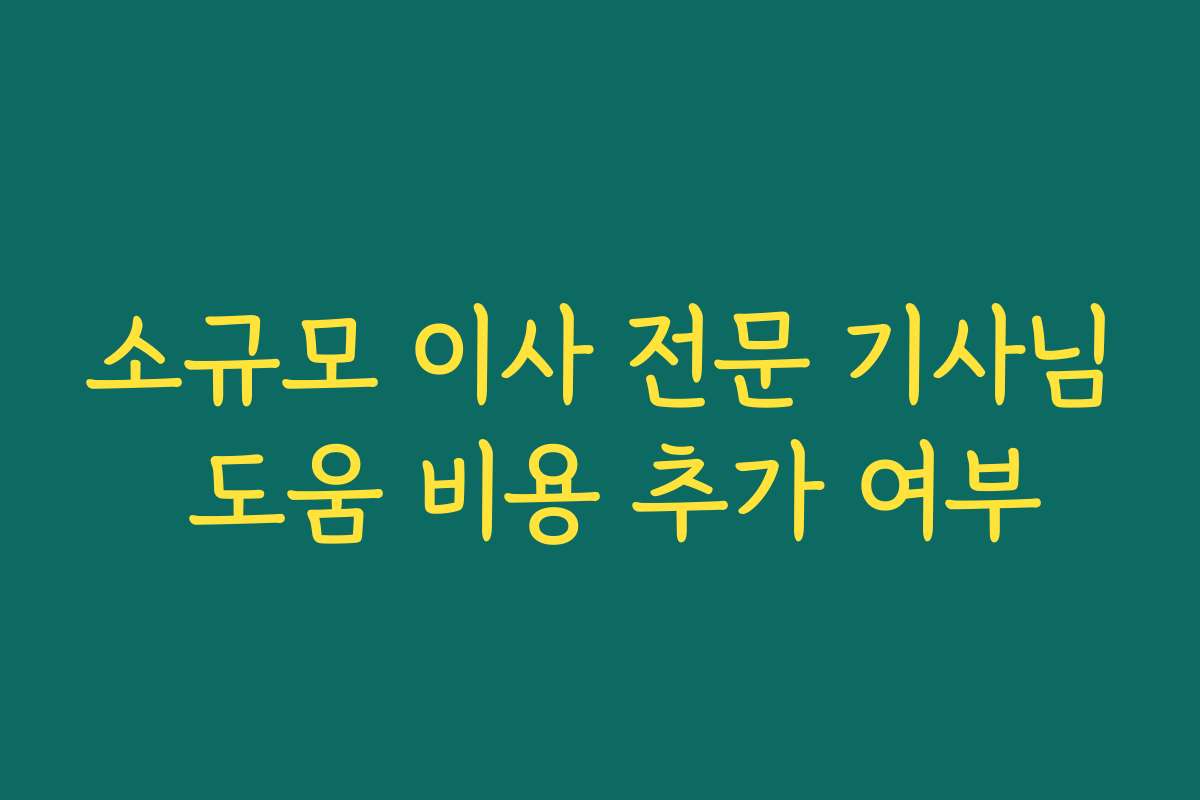 소규모 이사 전문 기사님 도움 비용 추가 여부