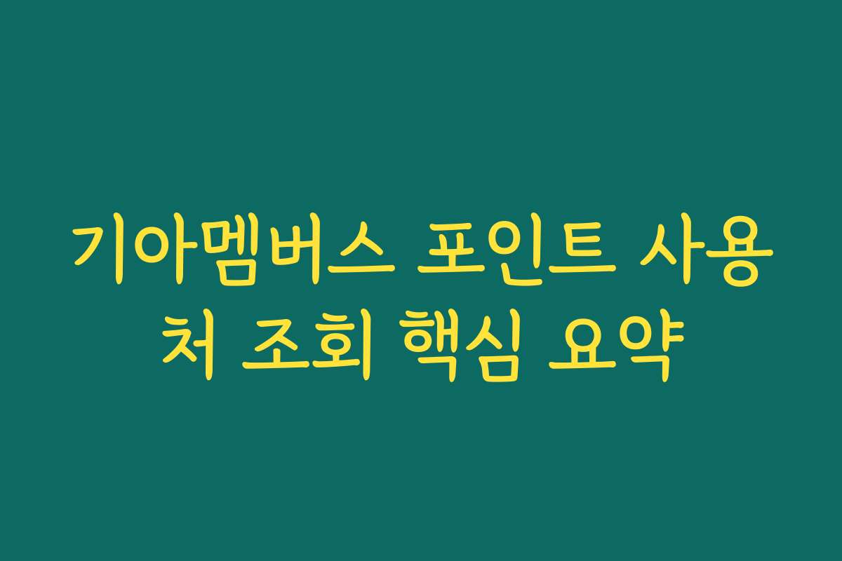 기아멤버스 포인트 사용처 조회 핵심 요약