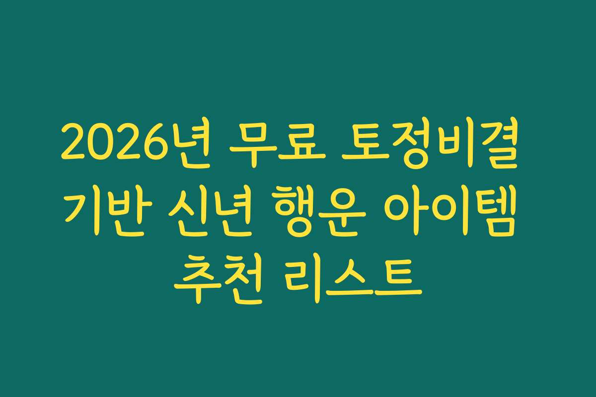 2026년 무료 토정비결 기반 신년 행운 아이템 추천 리스트
