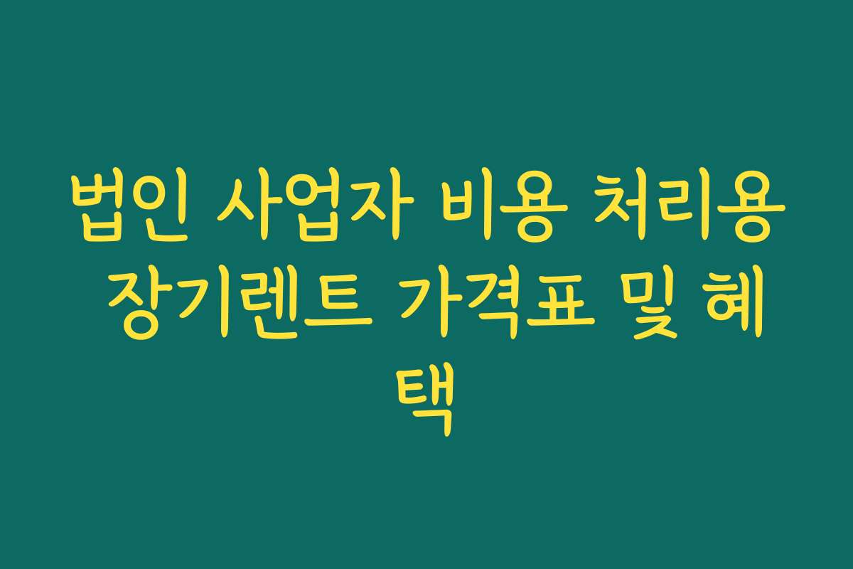 법인 사업자 비용 처리용 장기렌트 가격표 및 혜택