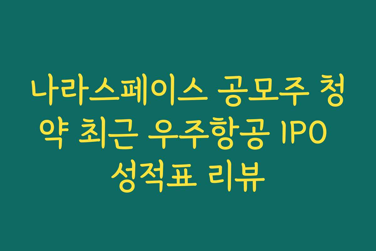 나라스페이스 공모주 청약 최근 우주항공 IPO 성적표 리뷰