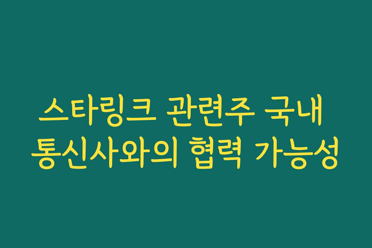 스타링크 관련주 국내 통신사와의 협력 가능성