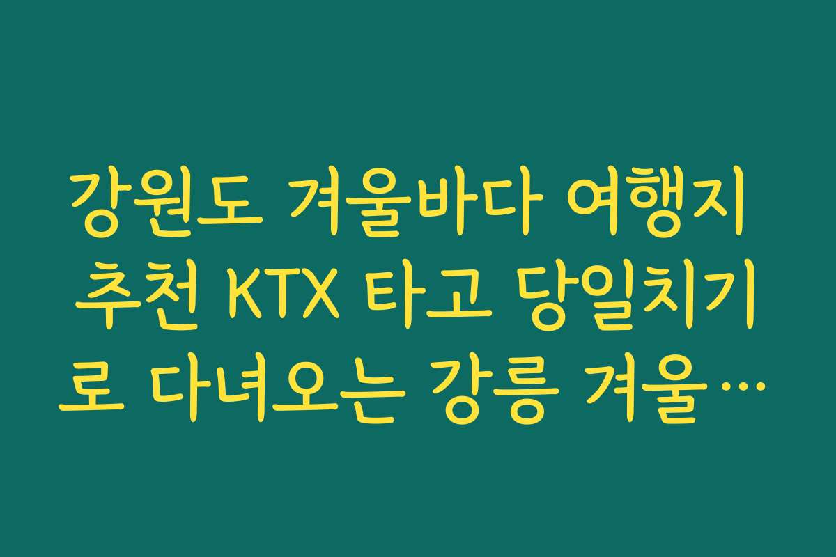강원도 겨울바다 여행지 추천 KTX 타고 당일치기로 다녀오는 강릉 겨울 코스