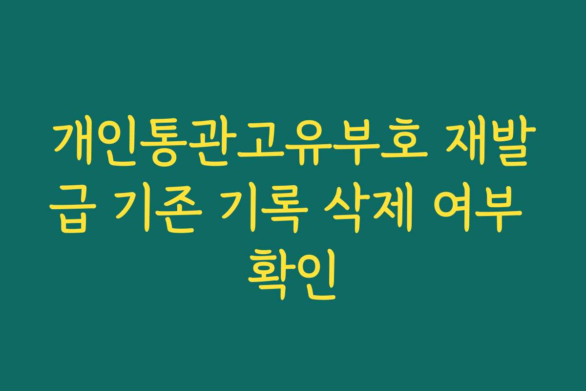 개인통관고유부호 재발급 기존 기록 삭제 여부 확인