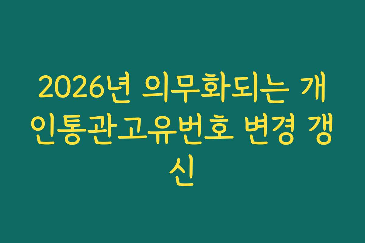 2026년 의무화되는 개인통관고유번호 변경 갱신