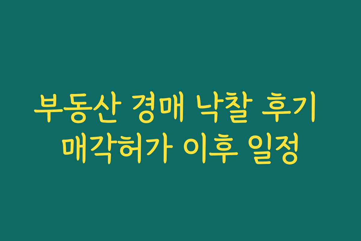 부동산 경매 낙찰 후기 매각허가 이후 일정