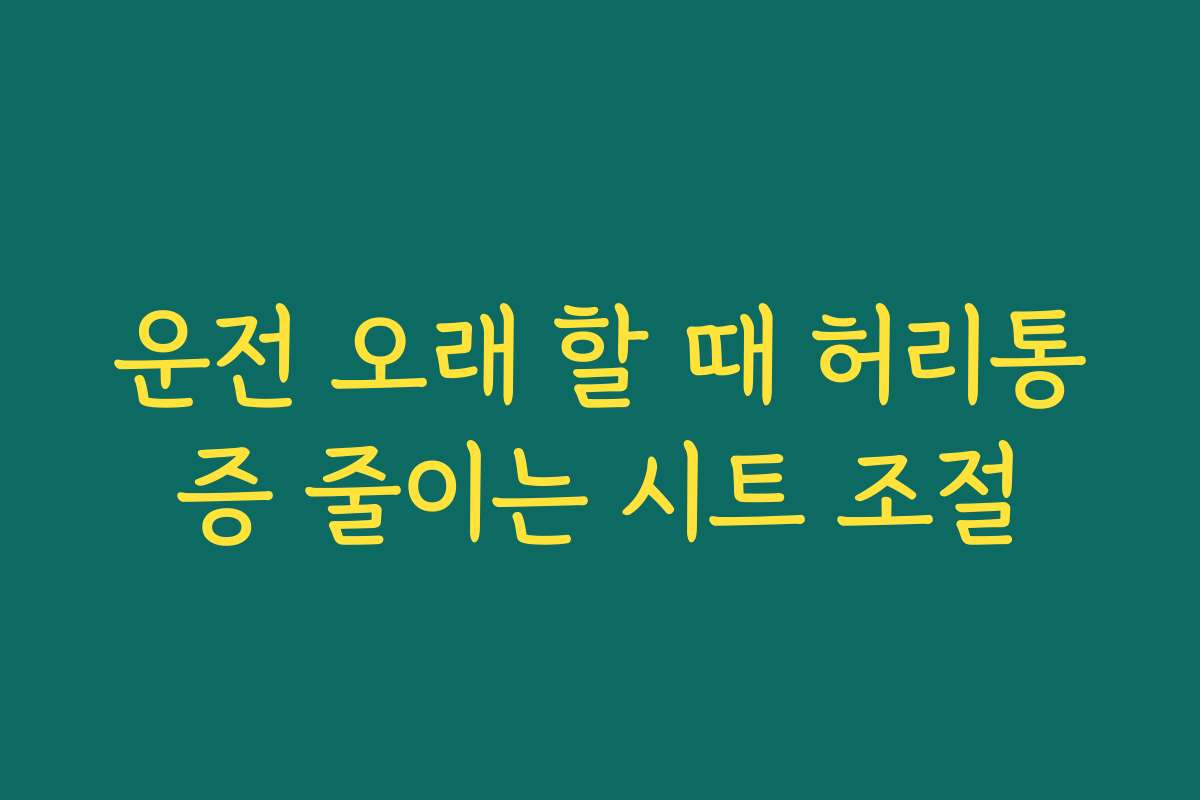 운전 오래 할 때 허리통증 줄이는 시트 조절