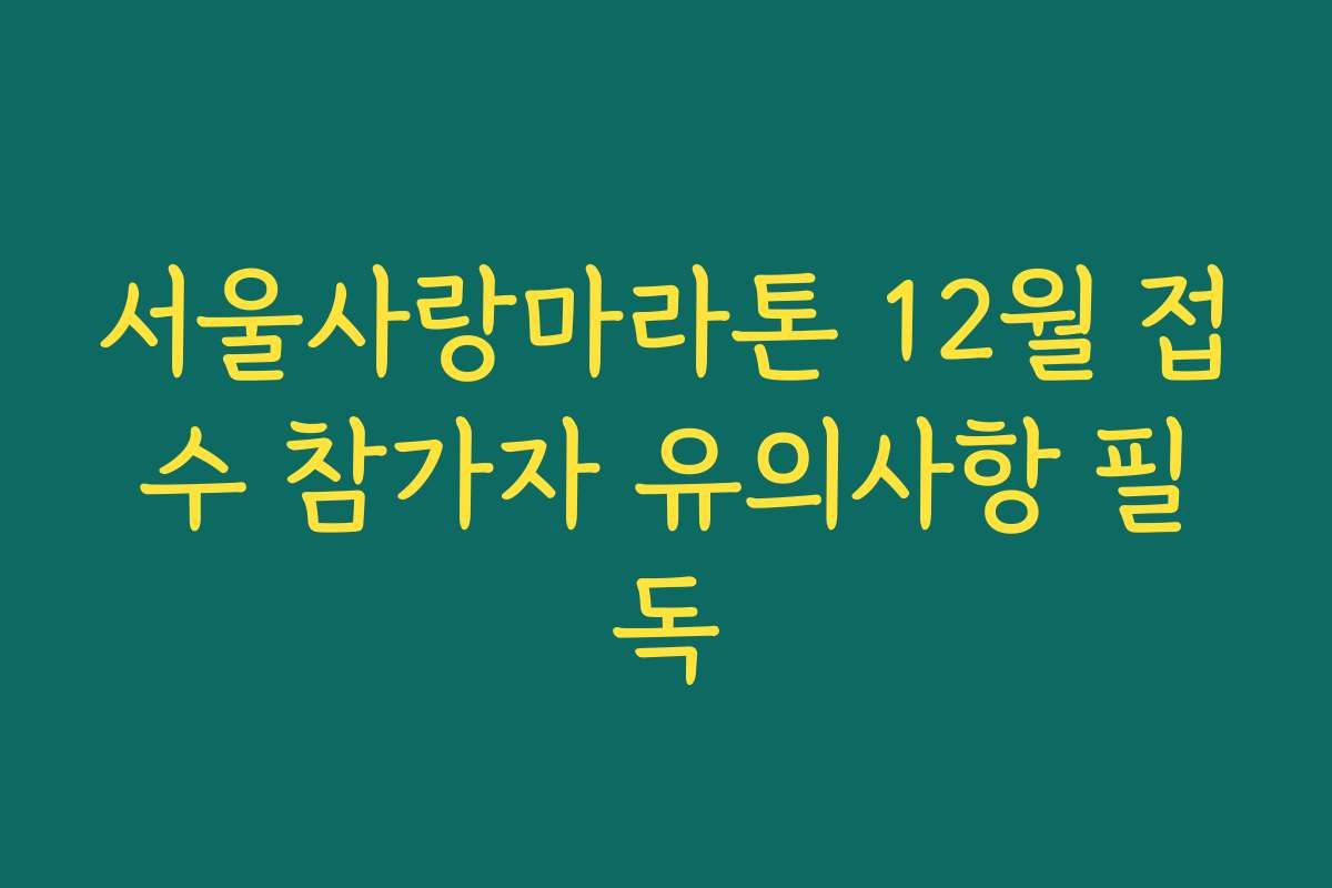 서울사랑마라톤 12월 접수 참가자 유의사항 필독