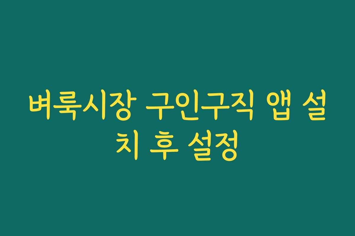 벼룩시장 구인구직 앱 설치 후 설정