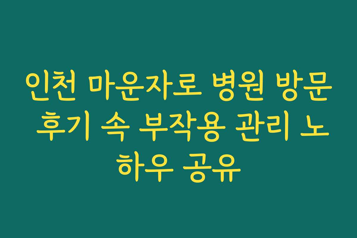인천 마운자로 병원 방문 후기 속 부작용 관리 노하우 공유