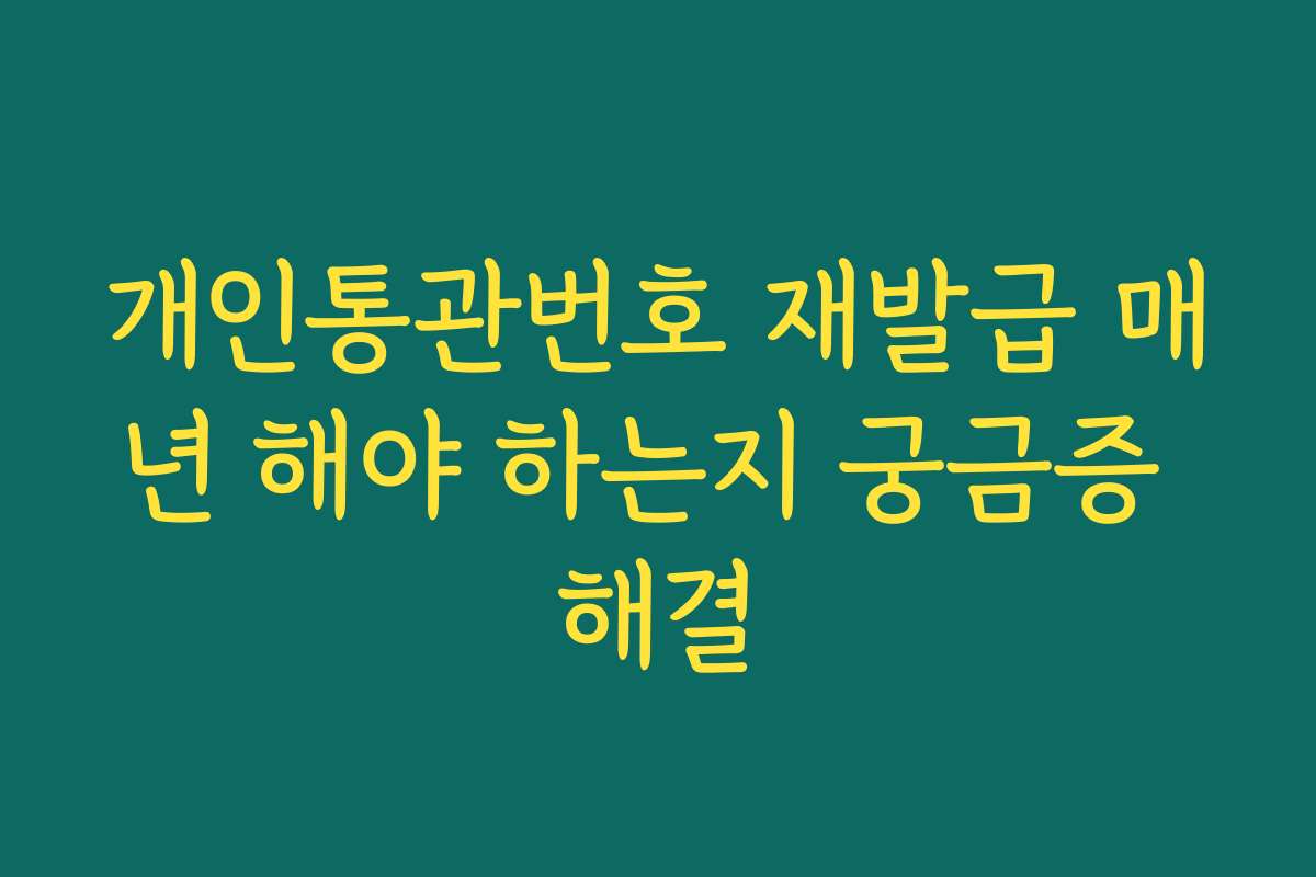 개인통관번호 재발급 매년 해야 하는지 궁금증 해결