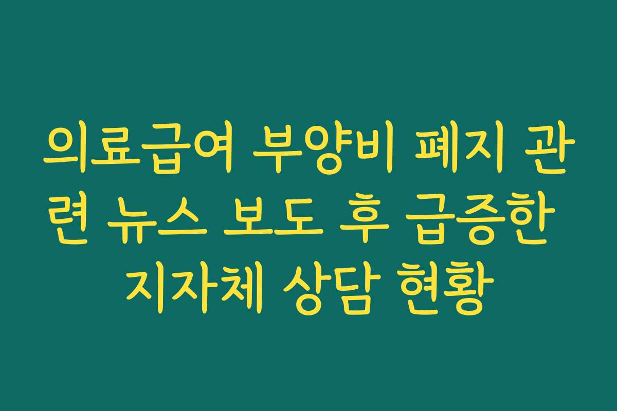 의료급여 부양비 폐지 관련 뉴스 보도 후 급증한 지자체 상담 현황