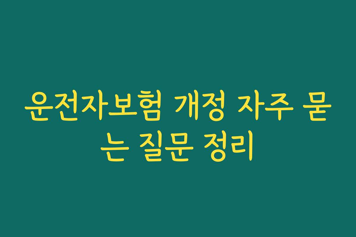운전자보험 개정 자주 묻는 질문 정리