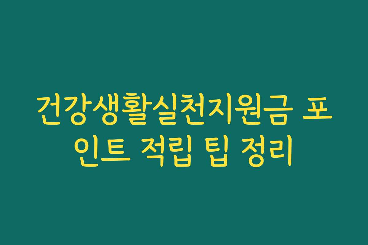 건강생활실천지원금 포인트 적립 팁 정리