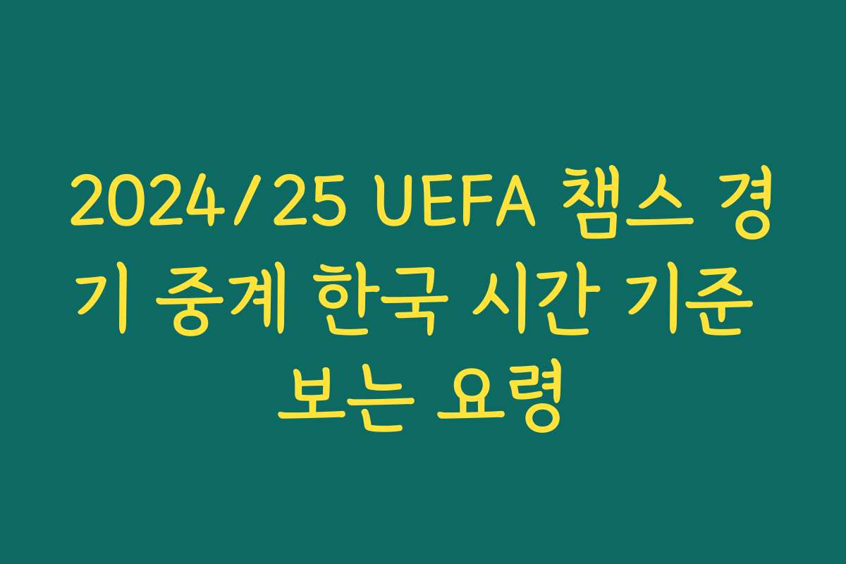2024/25 UEFA 챔스 경기 중계 한국 시간 기준 보는 요령
