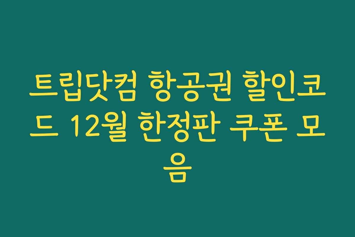 트립닷컴 항공권 할인코드 12월 한정판 쿠폰 모음