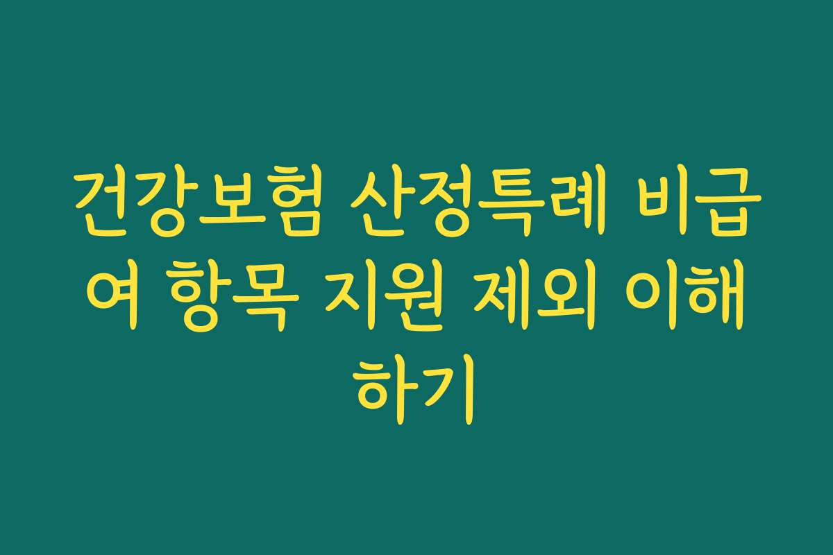 건강보험 산정특례 비급여 항목 지원 제외 이해하기