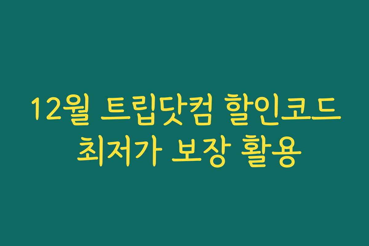 12월 트립닷컴 할인코드 최저가 보장 활용